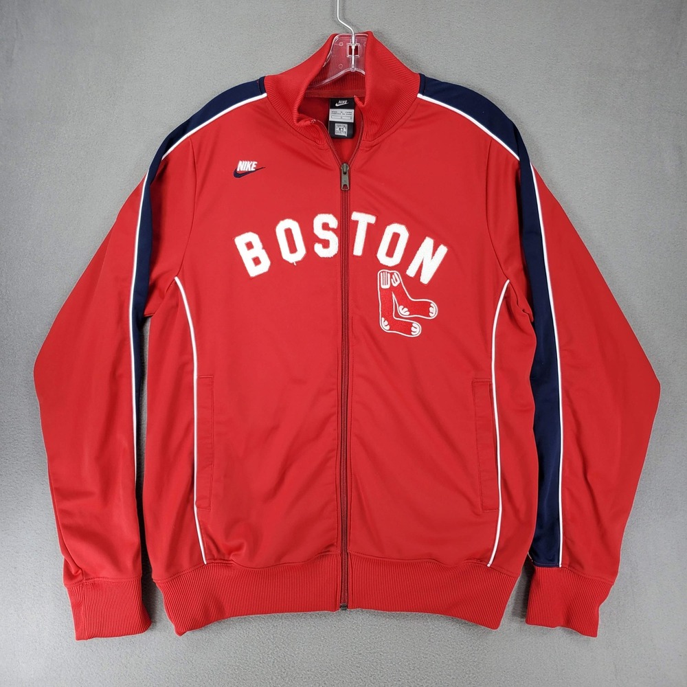 Nike Track Jacket Mens L Red Boston Red Sox Cooperstown‎ Collection Full Zip MLB